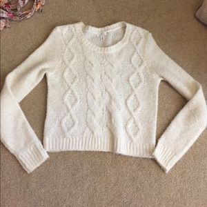 BP Cream White cropped knit sweater