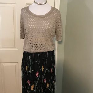 Semi-Sheer Taupe Fine Gauge Short Sleeved Sweater