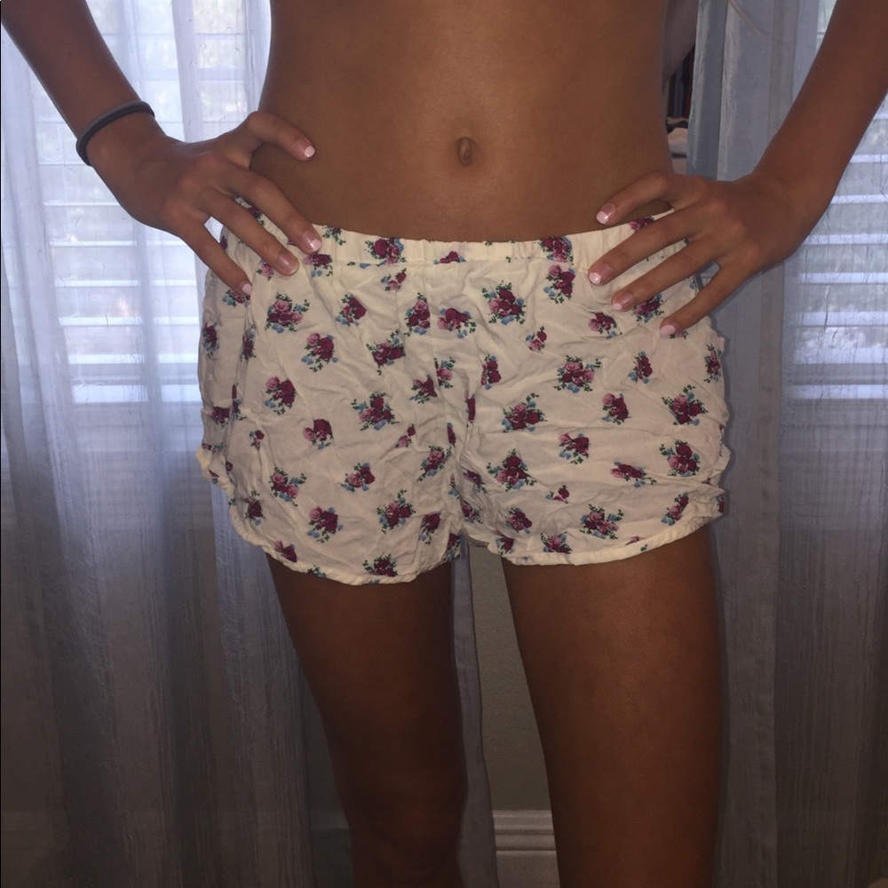 White floral shorts