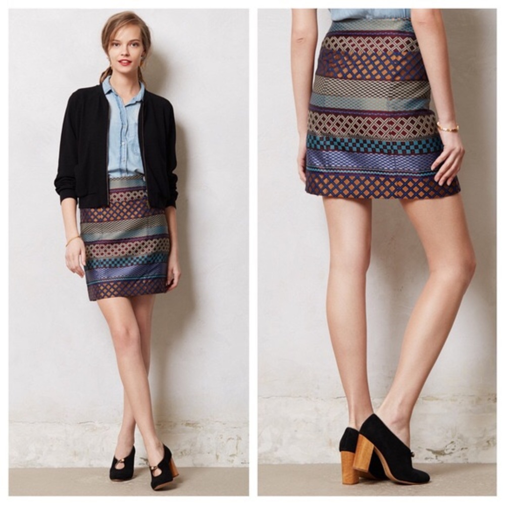 Anthropologie/Maeve Mixed Print Pencil Skirt