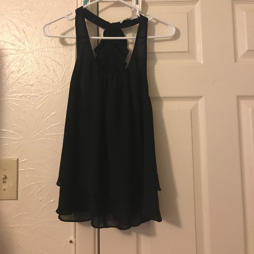 Black ruffle tank