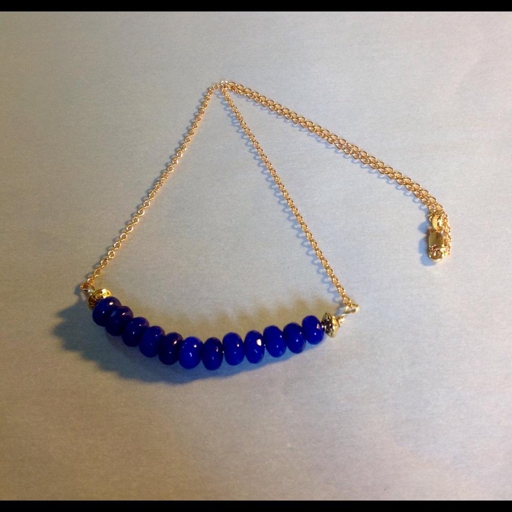 14K Gold Filled Saphire Bar Necklace