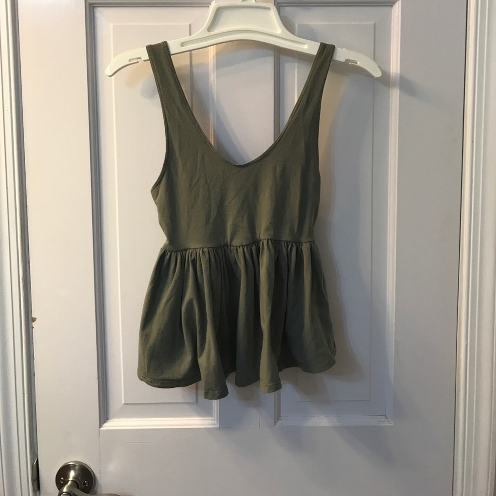 Truly Madly Deepy Olive peplum tank