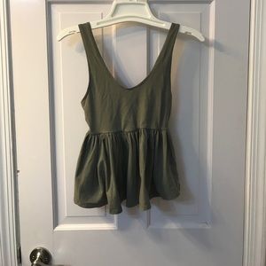 Truly Madly Deepy Olive peplum tank