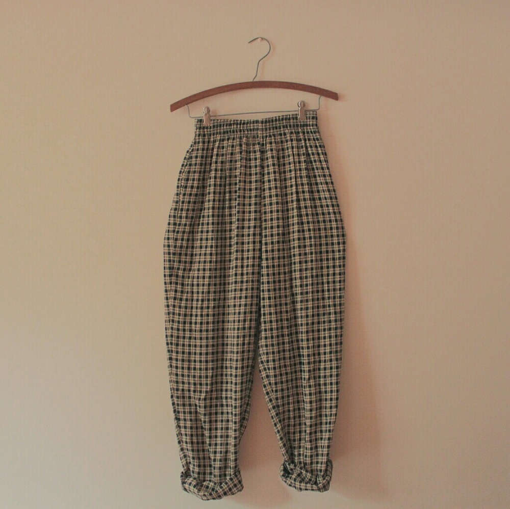 Vintage Plaid Linen Pants
