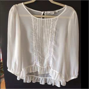 Forever 21 long sleeve blouse in sheer white