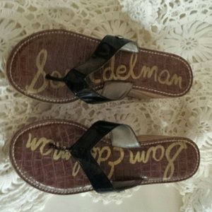 Sam Edelman wedge black patent sandals