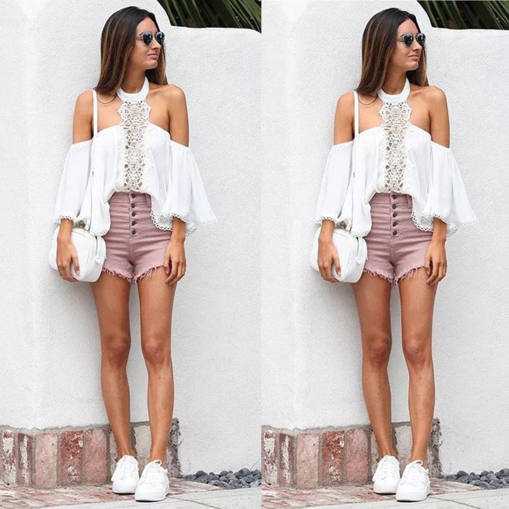 White Lace Choker Style Top - Picture 2 of 5