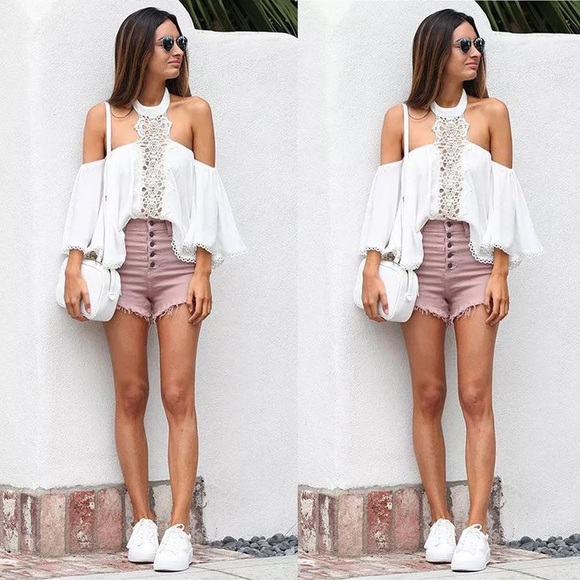 White Lace Choker Style Top - Picture 2 of 5