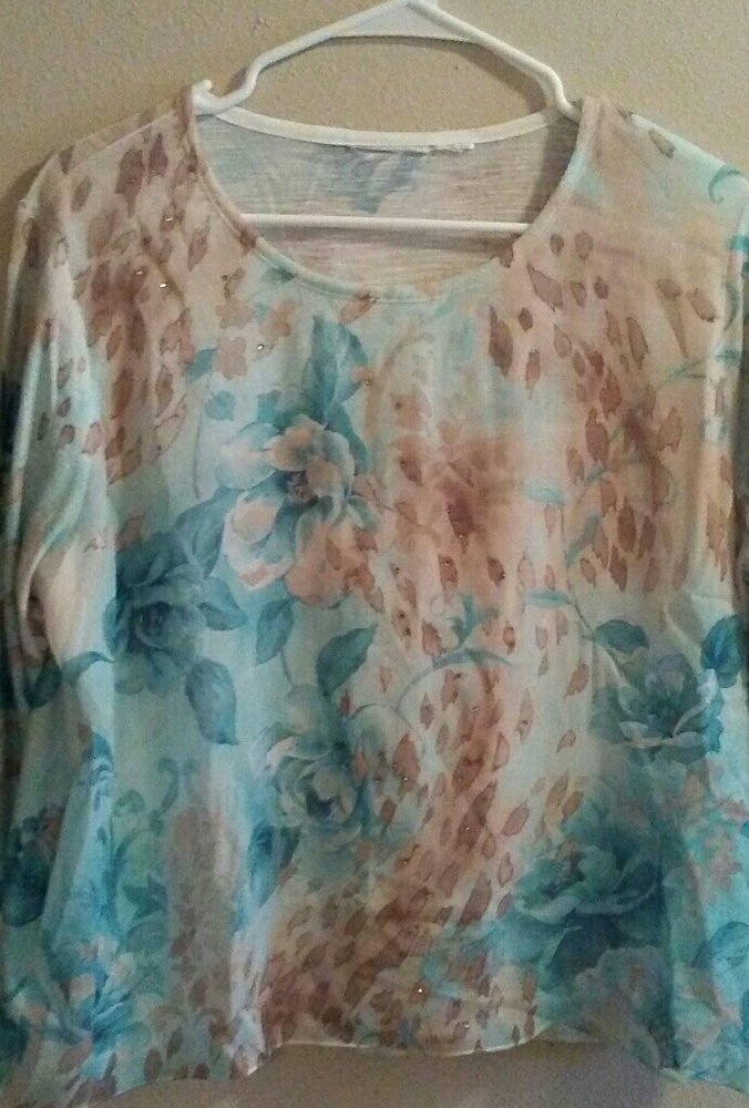 Brown and blue floral top