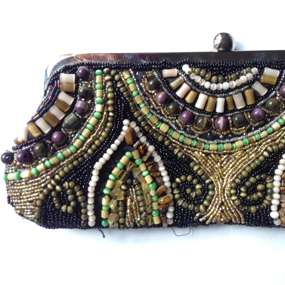 Vintage Elegant beads embroidered clutch bag - Picture 2 of 8