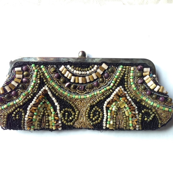 Vintage Elegant beads embroidered clutch bag - Picture 4 of 8