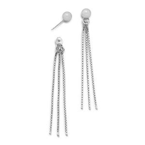 Sterling Silver STUD EARRINGS WITH HANGING CHAIN