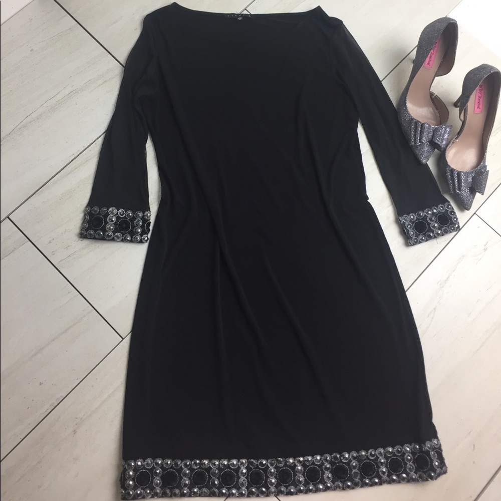Stunning Black Beaded Dress Size 8 ✨