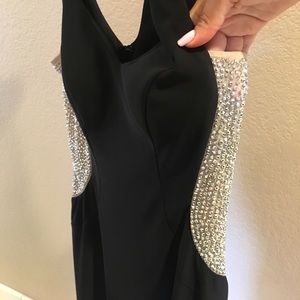 Avery G beautiful simple black dress with beads