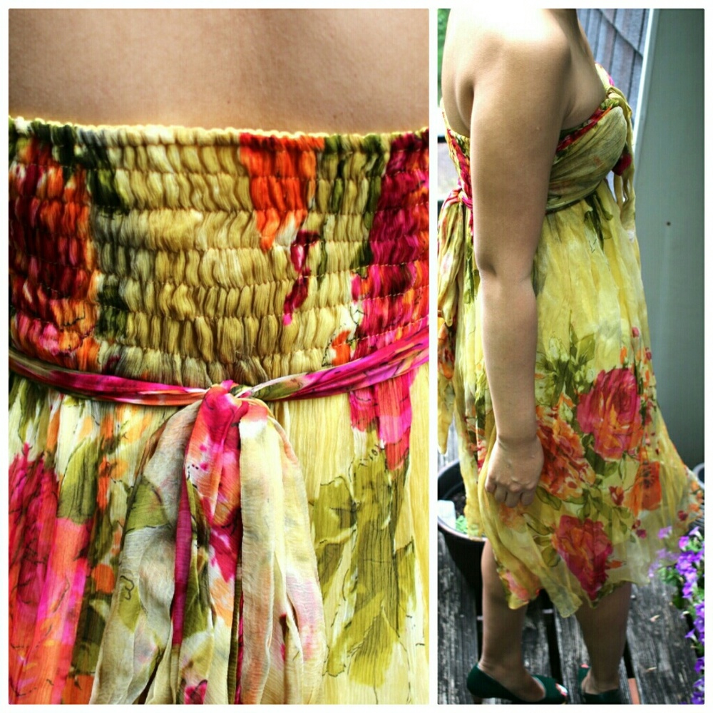 3-Style Golden Yellow Floral Formal Dress - Picture 8 of 8