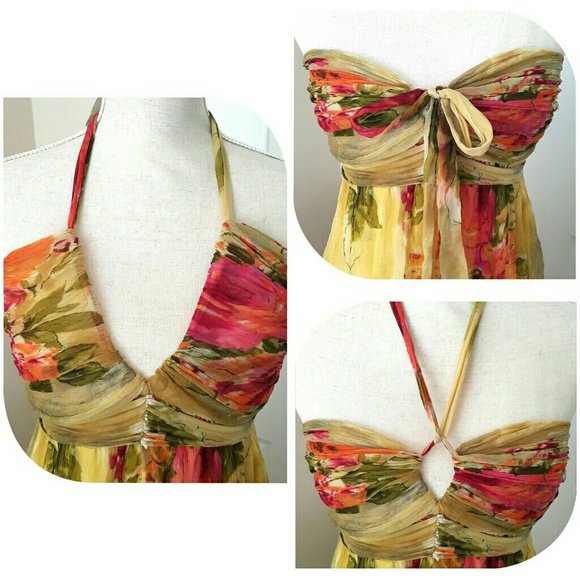 3-Style Golden Yellow Floral Formal Dress - Picture 2 of 8