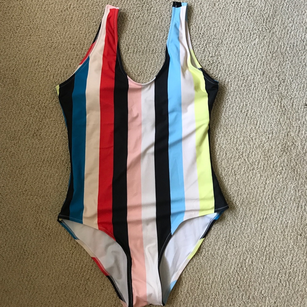 Cupshe colorful stripe backless one piece swimsuit