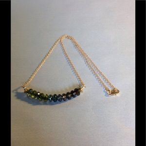 14K Gold Filled Green Tourmaline Bar Necklace