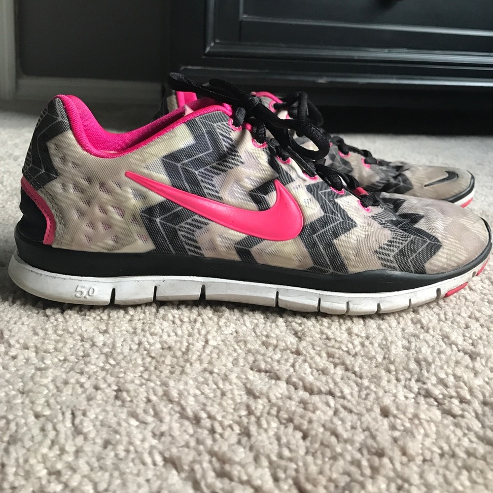 Pink Chevron Nike Free Runs 5.0