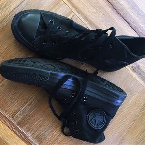 Black on Black High Top Converse Size 8.5