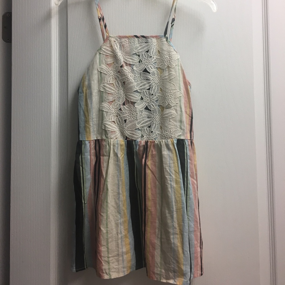 Striped with lace detailed top.