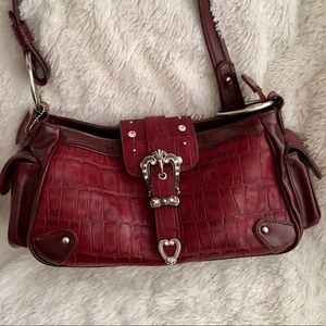 NWOT M.C. Burgundy silver & rhinestone purse