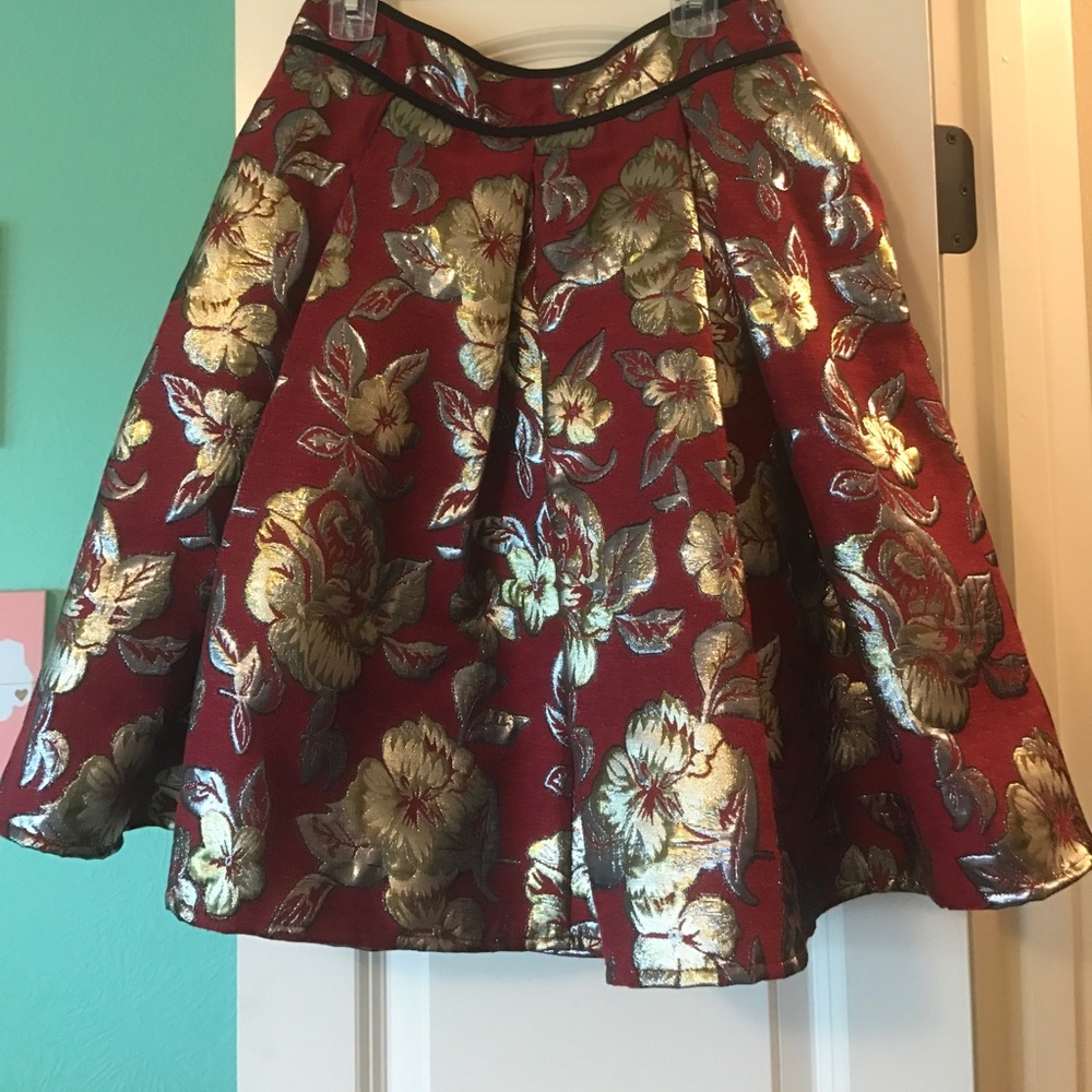 Red floral skirt