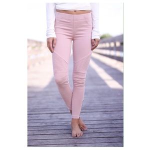Dusty Rose Pink Moto Jeggings w/Zipper • S Small