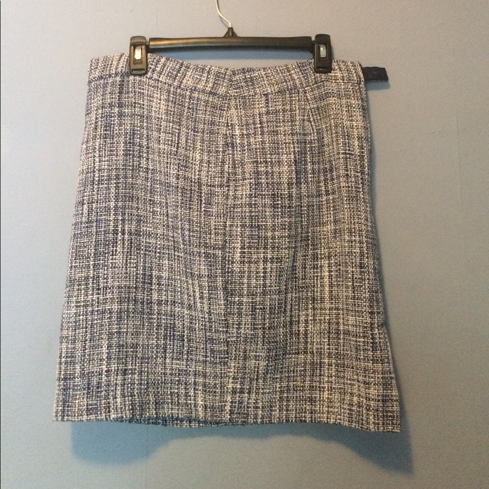 Multi-color blue tweed business skirt