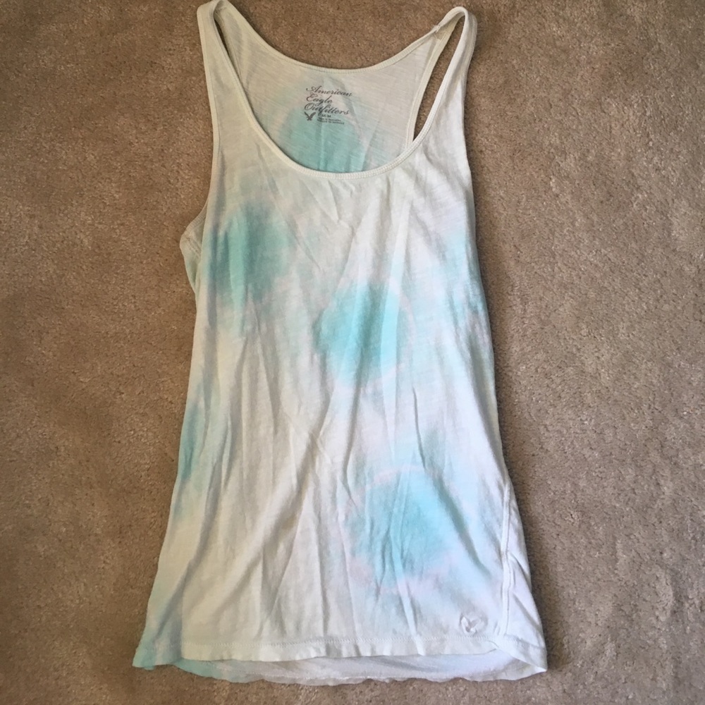 Blue and White tie-dye tank from AE
