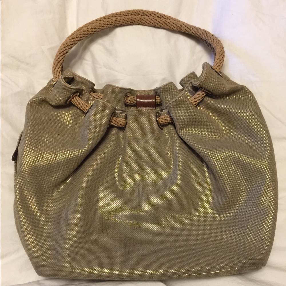 Michael Kors gold shimmer robe handle bag