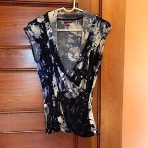 Floral print faux wrap blouse