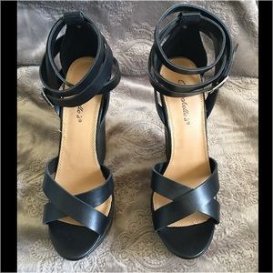 Breckelle's Ankle Strap Wedge High Heel
