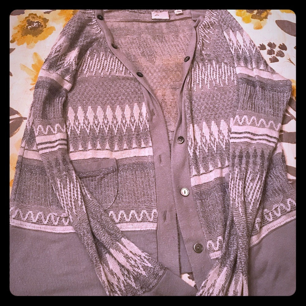 Anthropologie Postmark Silver Frost Cardigan