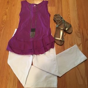 French Connection UK Style Purple Ruffled Tank