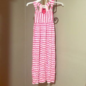 Girls pink and white summer maxi dress