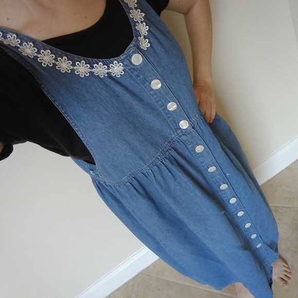 Jean summer dress with white flowers - Picture 1 of 8