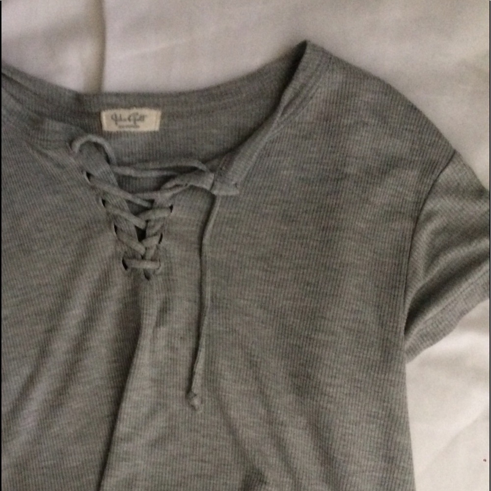John Galt Grey Criss Cross Top 🖤