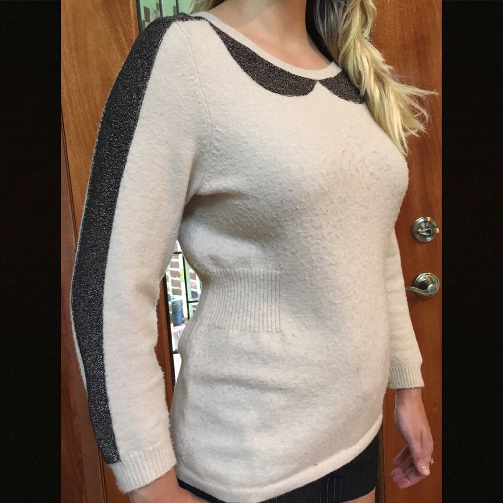 Sparkle Collar Knit Wool Sweater