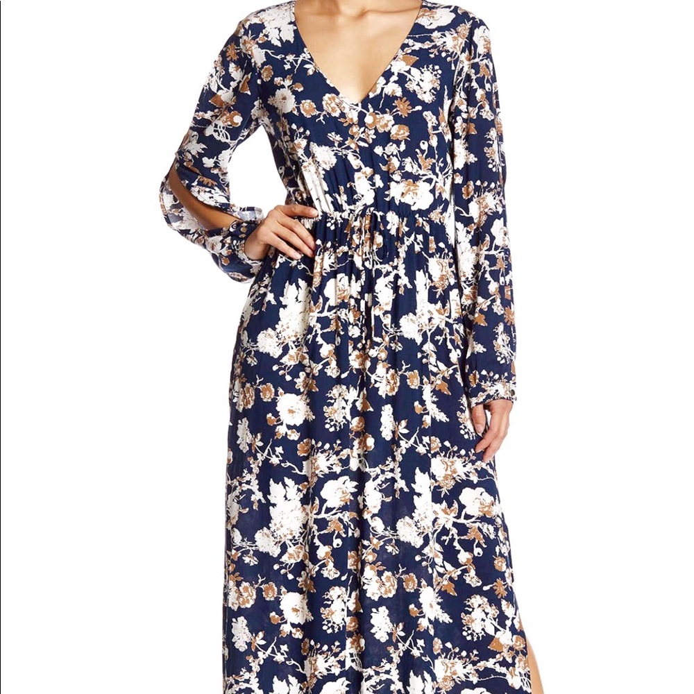 Navy Cold Shoulder Woven Maxi Dress from Socialite