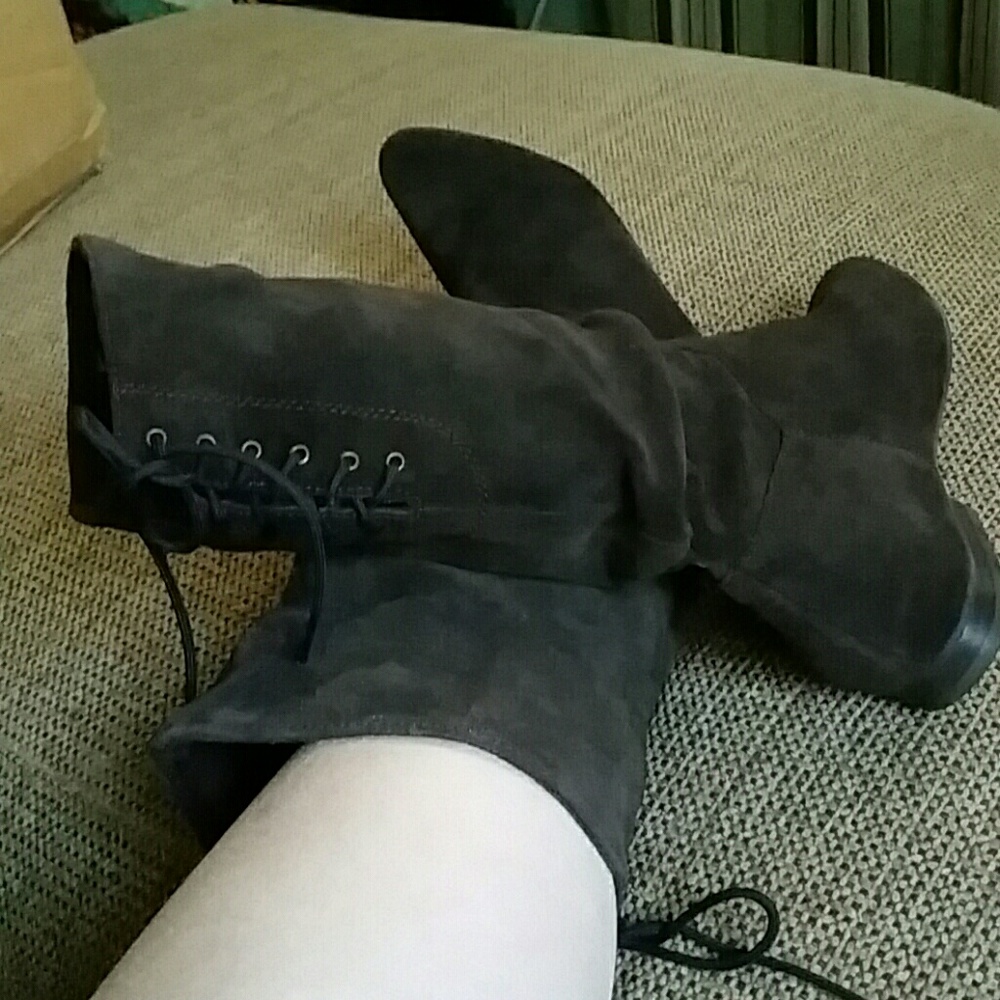 Brown suede leather slouch boots 7M