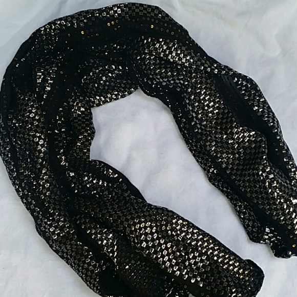 Black, Silver, and Gold Sparkly Shimmery Scarf - Picture 5 of 7