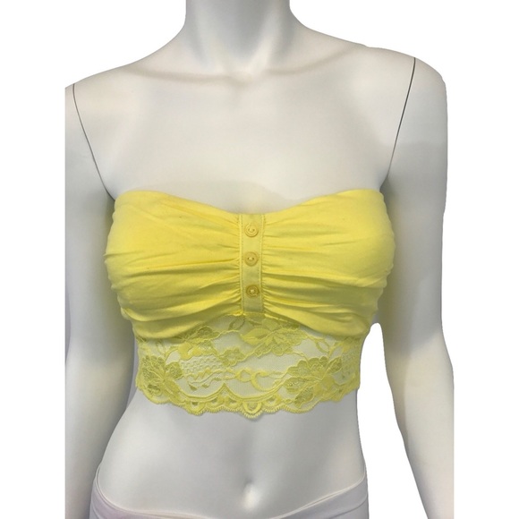 Yellow Contrast Lace Bandeau - Picture 2 of 3
