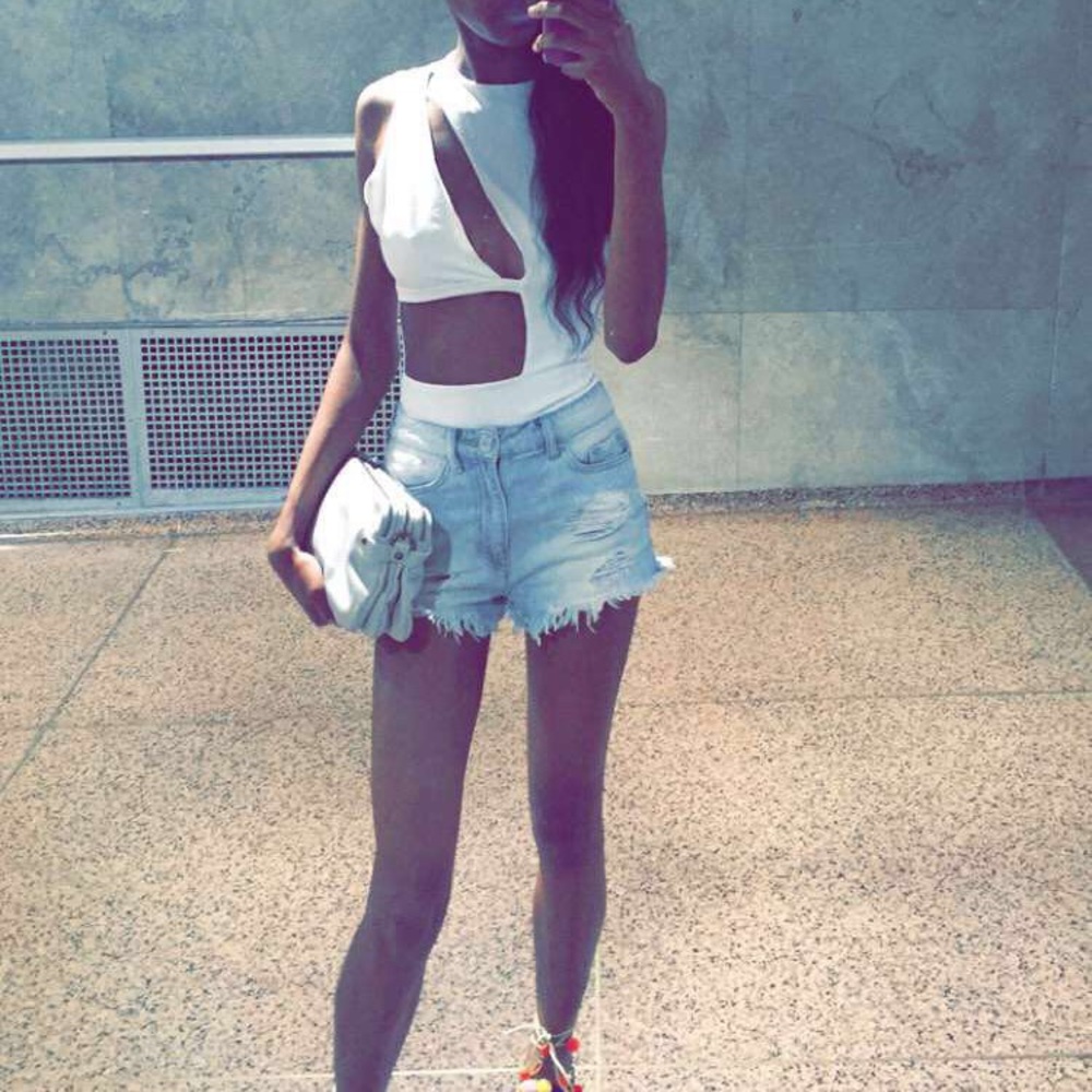 Body suit with cut outs