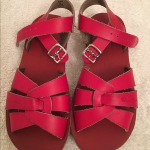 Red saltwater sandals