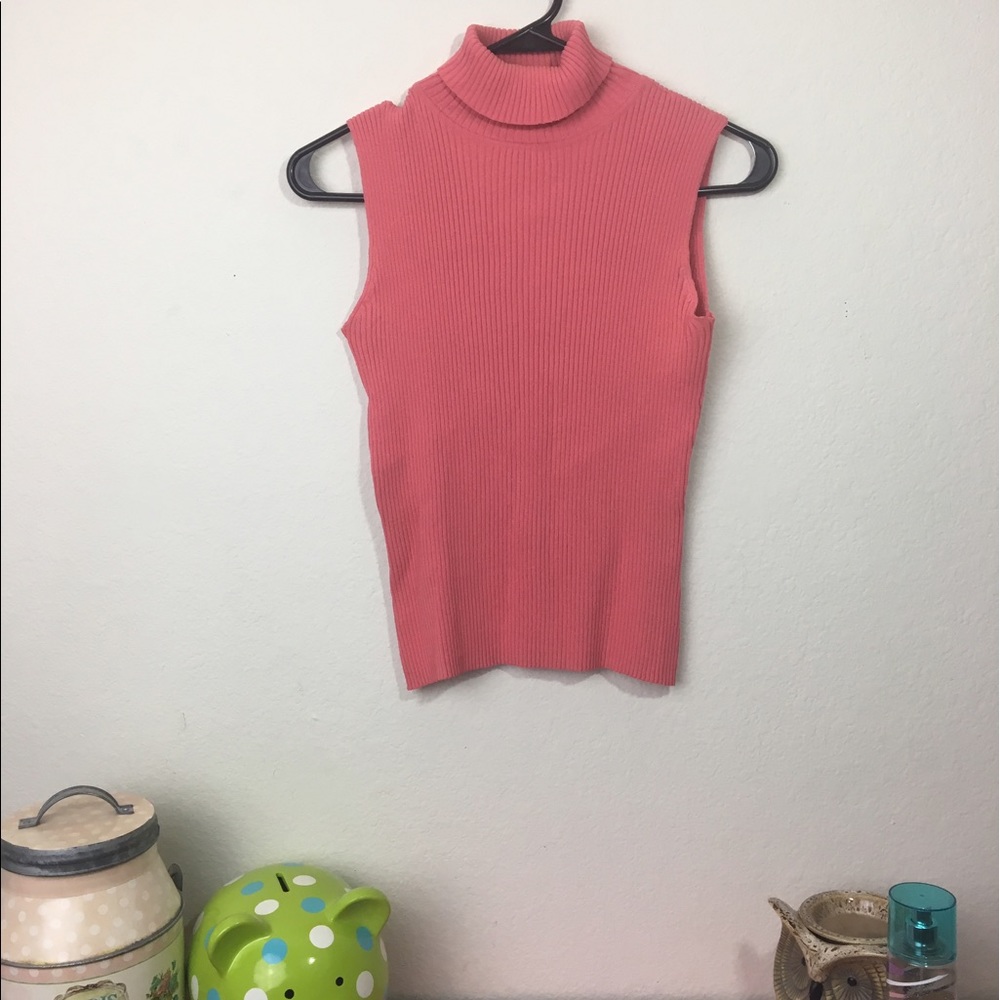 Lord & Taylor Pink Sleeveless Turtleneck
