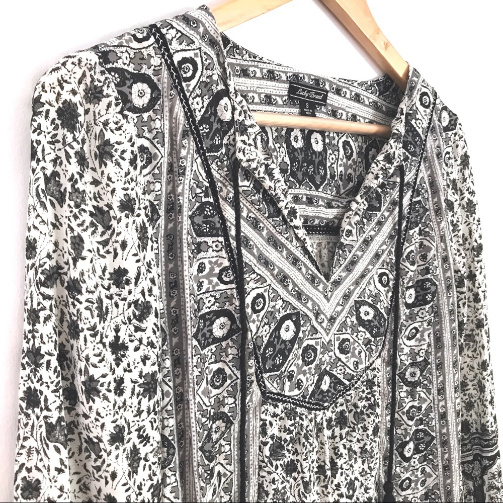 SOLD🍓Lucky Brand Peasant Mixed Print Top - Picture 3 of 7