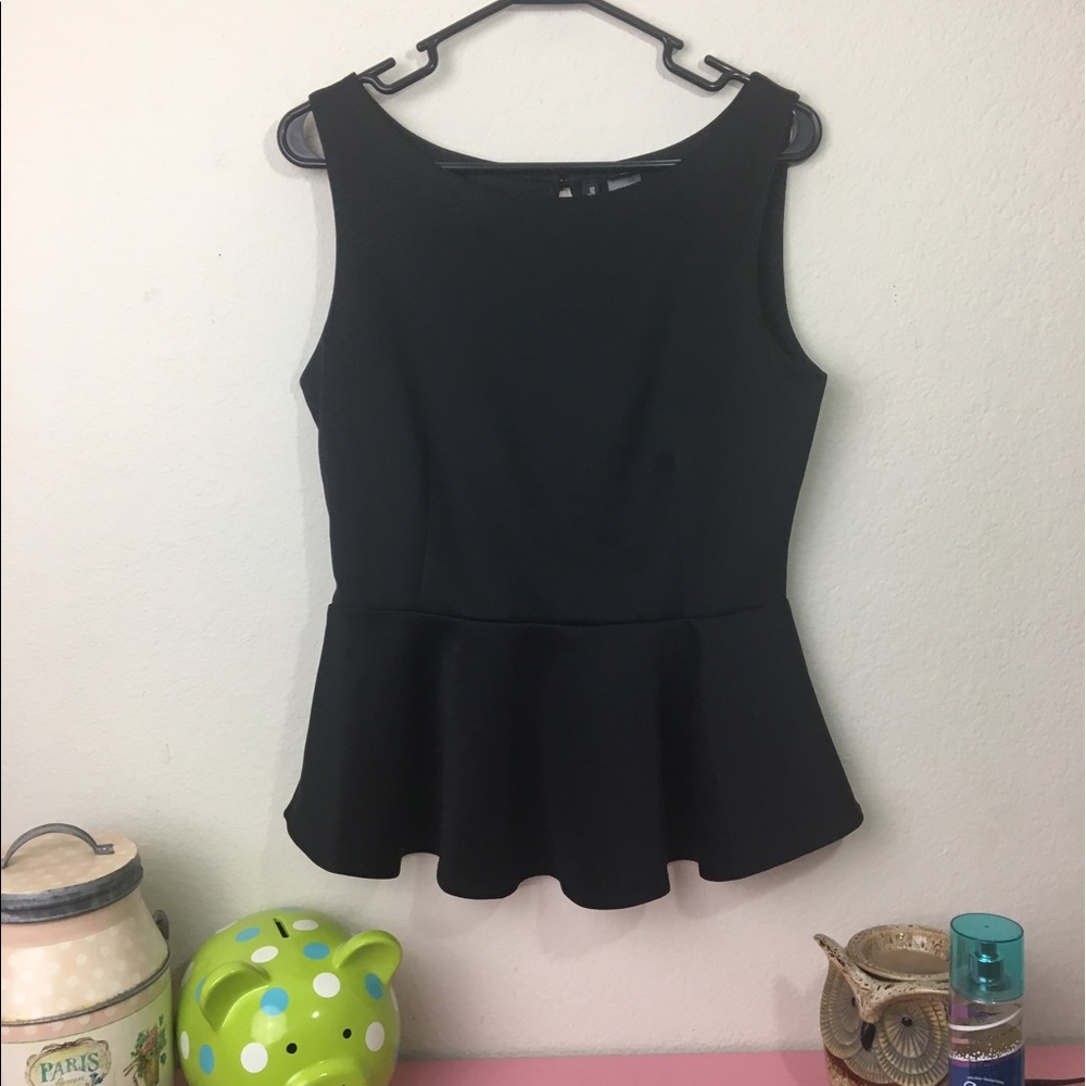 Bisou Bisou Black Peplum Tanktop