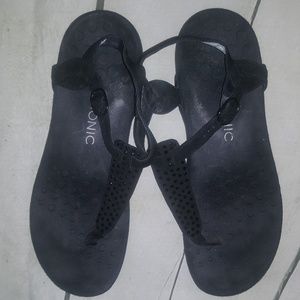 Black V ionic sandals! Size 10